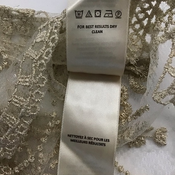 Anthropologie Moulinette Soeurs Sheer Gold Lace Top - Picture 8 of 12